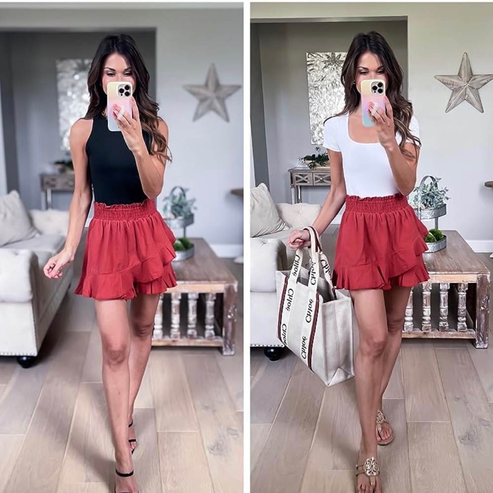 Women's High Waisted Shorts Casual/dressy Comfy Flowy Linen Cotton Skirt skort